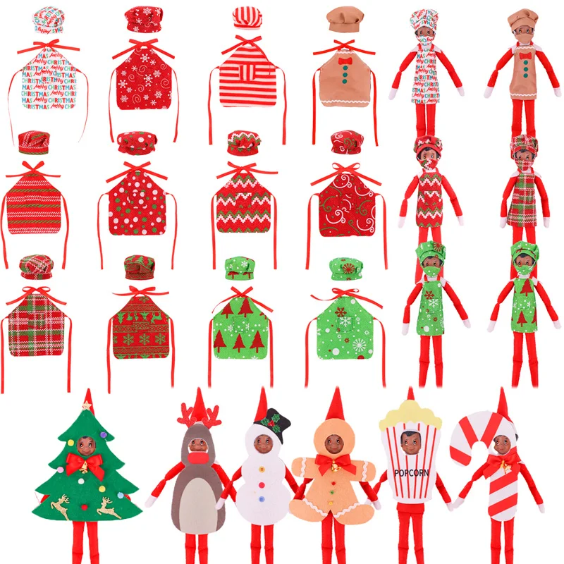 

Kawaii Christmas Elf Doll Snowman Gingerbread Man Clothes Eye Patch Cook Hat Apron Face Mask Baby Doll Clothes Toys Accessories