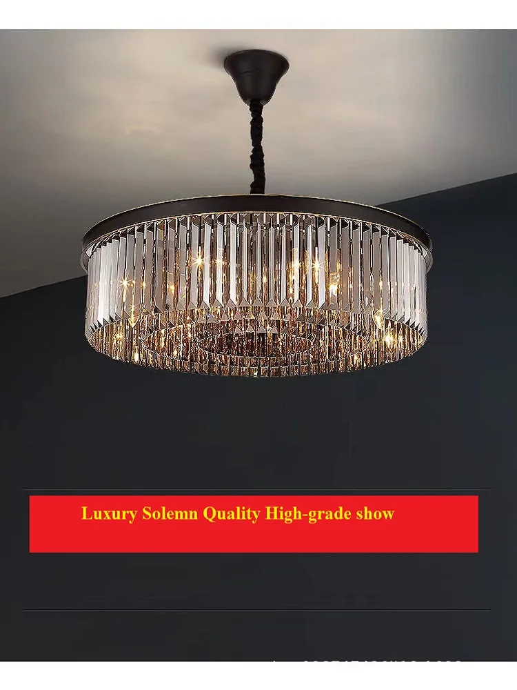 

Postmodern American Light Luxury Crystal Chandelier Living Room Dining Room Bedroom Cafe Smoke Grey Crystal Chandelier
