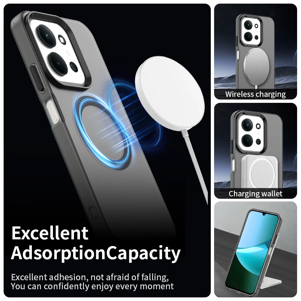 Magnetic Wireless Charging Case with Candy Colors and Transparent Back Shell