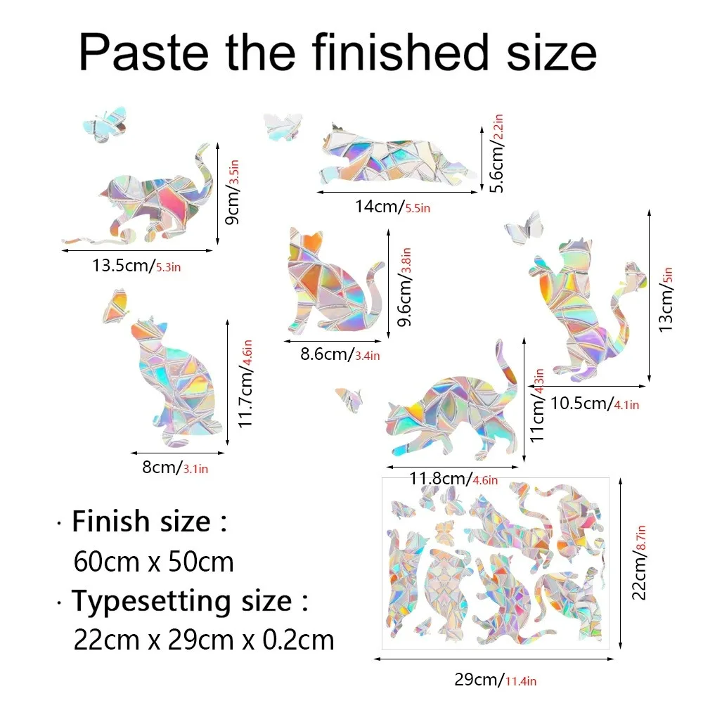 Rainbow Suncatcher Window Stickers PVC Cat Butterfly Ghost Prism Glass Wall Sticker Home Bedroom Decoration Self Adhesive Decal