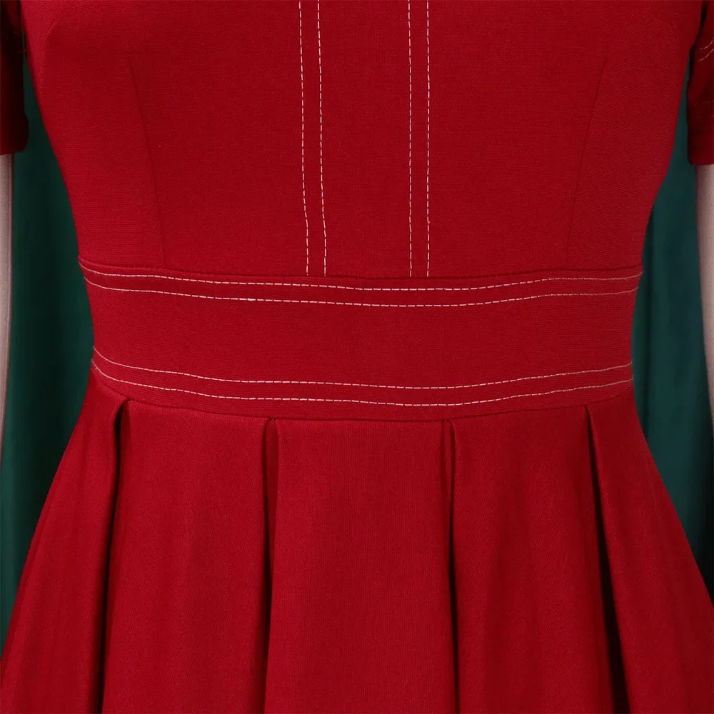 Elegant Plus Size Wine Red A-Line Midi Dress – Semi Formal casual midi dress