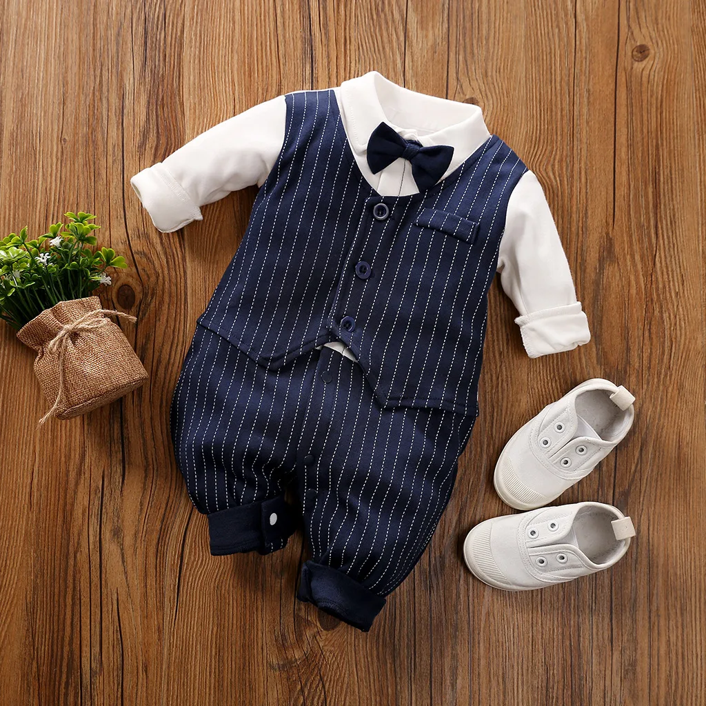 Nouveau-né Bébé Garçon Vêtements Bébé Jumpsuit Vest Bowtie Garçons 0 à 3  Mois Tenue Bébé Boy 1er anniversaire Party Wear