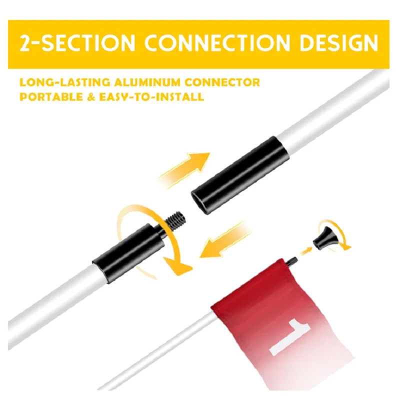 Golf Flagstick Practice Putting Green Flag Stick for Yard Golf Pole Pin Flagpole Portable 2-Section Design 3