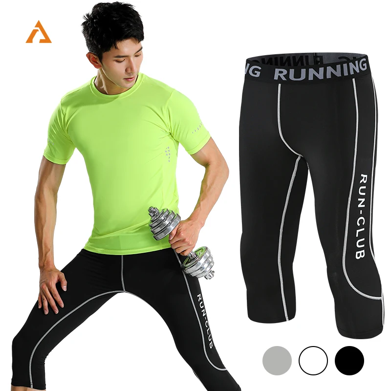 Men's Sports 3/4 Pants Gym Running Leggings Male Jogging Elastic Compressions Casual Sweatpants Football Basketball Trousers 231
