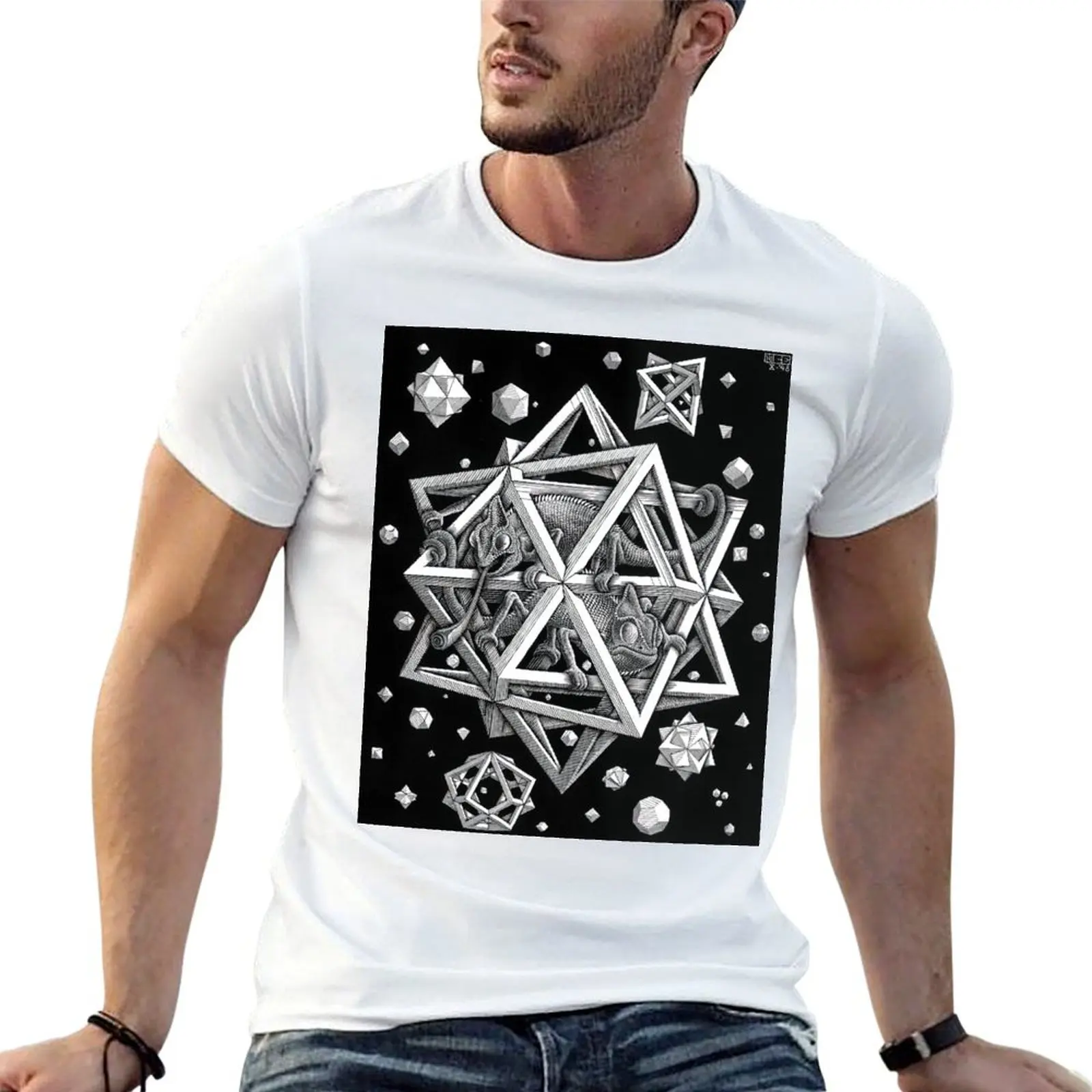 Maits Cornelis Escher, M C Escher Dipinti, M C Escher Opera D'Arte T-Shirt Vestiti Carini Vestiti Vintage Camicetta T Shirt Uomo