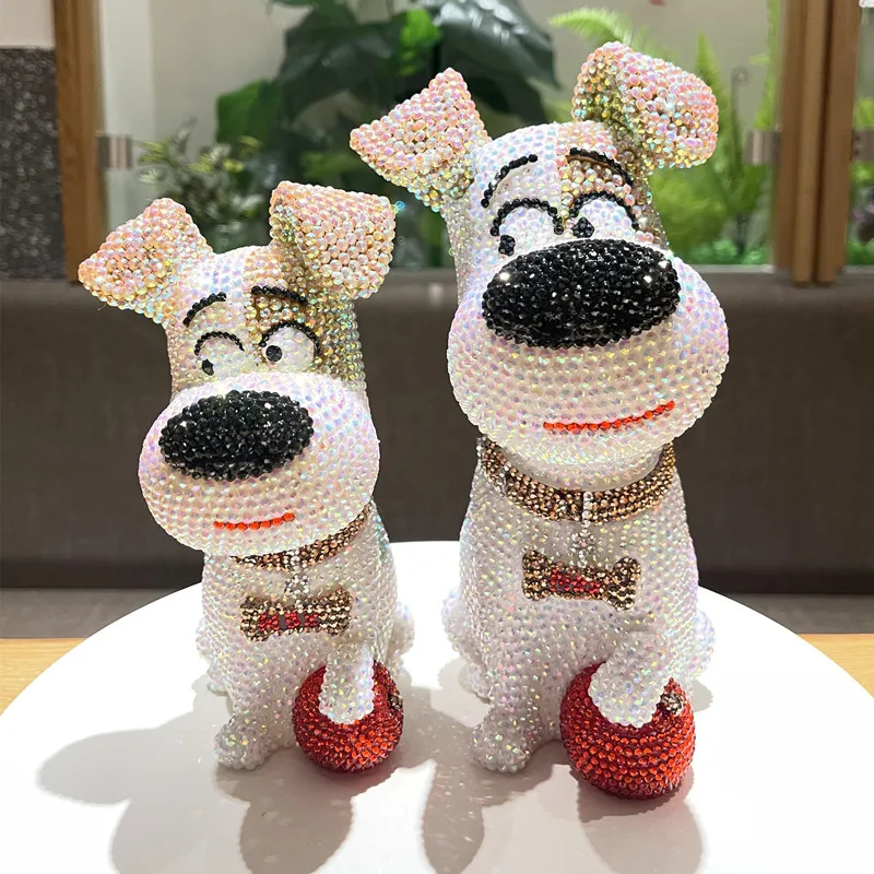 

Prosperity Lucky Dog Piggy Bank Full Rhinestones Sparkling Figurine Desk Decoration Cute Puppy Coin Bank Money Box Kids Gift