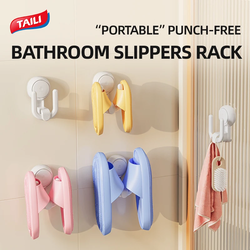 TAILI Slipper Rack Suction Cup Bathroom Wall-mounted Storage Rack Slipper Hook Toilet Drain Toilet Bedroom Shoe Drying Organizer
