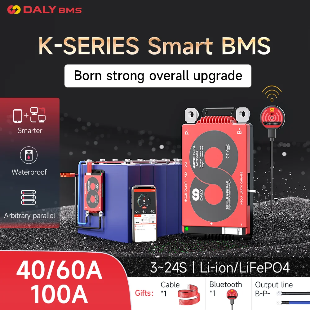 Daly 18650 Smart 16S 48V BMS Lifepo4 4S 12V 8S 24V Li-Ion 6S 7S 24V 13S 14S 48V 16S 60V BMS 40A 60A 100A K плата для электроника