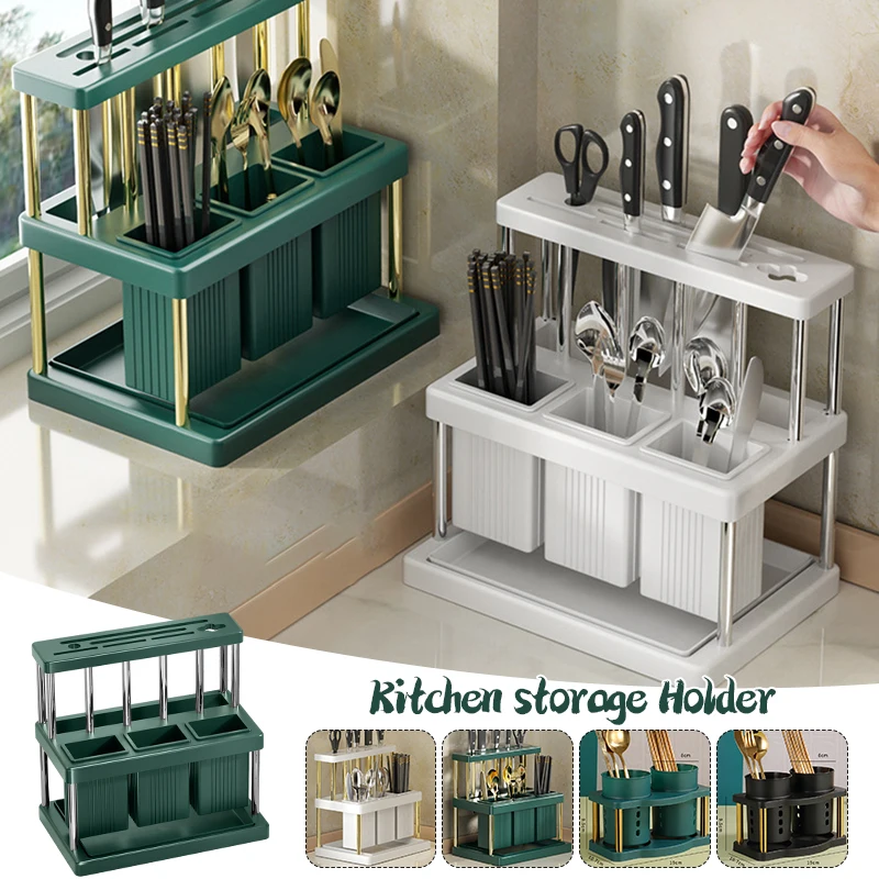 

Kitchen Cutlery Holder Spoon Fork Chopstick Storage Rack Utensils Organizer Box Multifunctional Spoon Drain Storage Rack