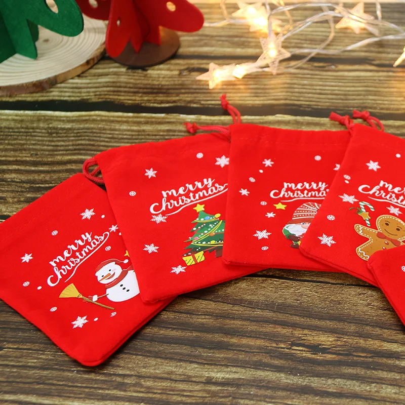 Description Picture 4 of item5/10PCS Christmas Gift Bags Velvet Storage Bags for Candy Snack Drawstring Wrapping Bag Xmas Gifts Packing Bag Gift Decoration
