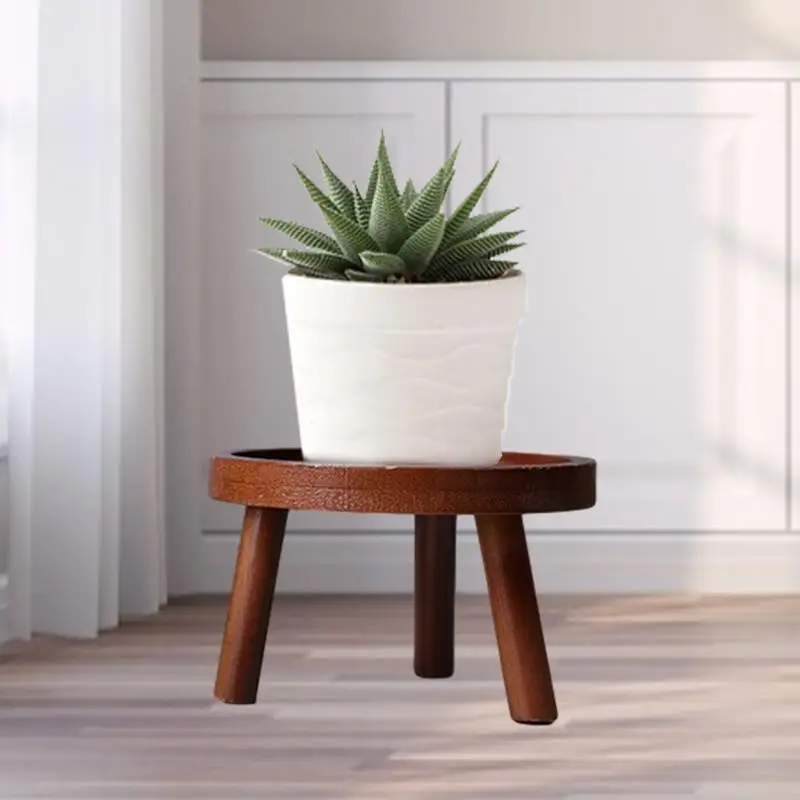 Wooden Plant Holder Stool Multifunctional Small Round Table For Potted Plant Fish Tank Indoor Pot Display Stand Home Decor