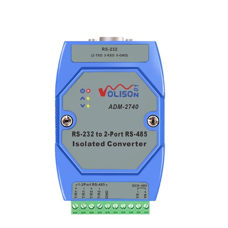 

ADM-2740 Isolated RS232 to 2-Way 485 Converter 1 in 2 Out Hub Distributor Industrial Grade Lightning Protection Rail