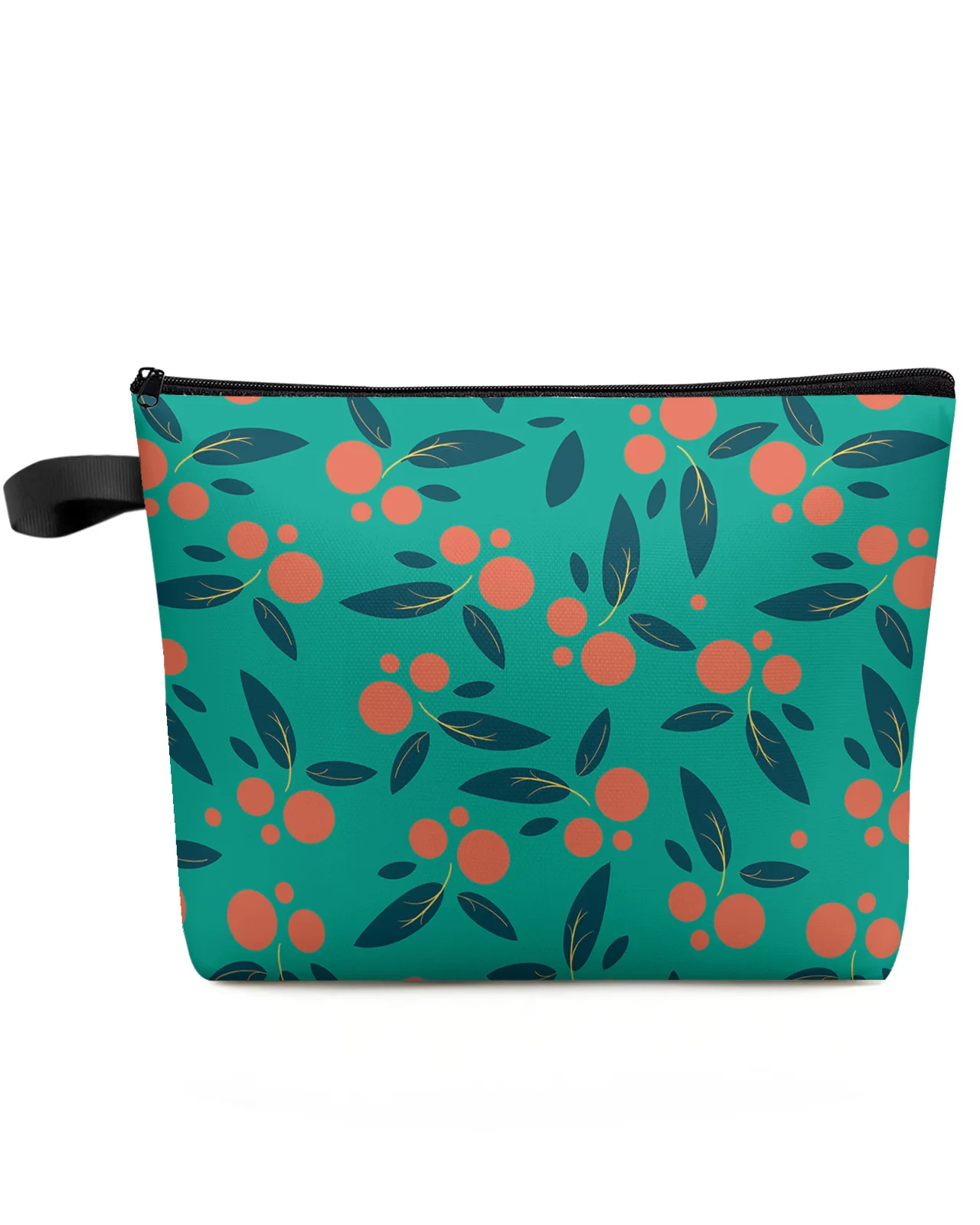 

Вместительная дорожная косметичка с абстрактным циклом фруктов и оранжевых листьев, Женский органайзер, водонепроницаемые женские чехлы для хранения косметики