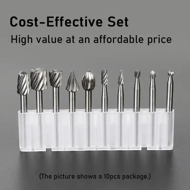 6pcs 10pcs/Set HSS Rotary Burr Mill Cutter Routing Router Bits Burr Rotary Tools Wordworking Tool Engraving Dremel Accessories - Image 5