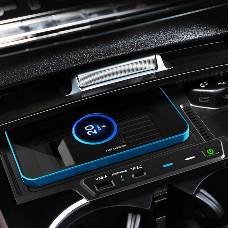 

Для Mercedes-Benz GLE/S/C, автомобильное беспроводное зарядное устройство, модифицированное, 27 Вт, быстрая зарядка, кронштейн платы