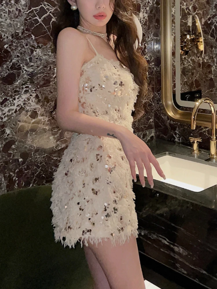 

Sexy Strap Y2k Korea Slim Mini Dress Party Casual 2023 Summer Long Sleeve Fashion Dress Female Vintage One Piece Eveing Dress