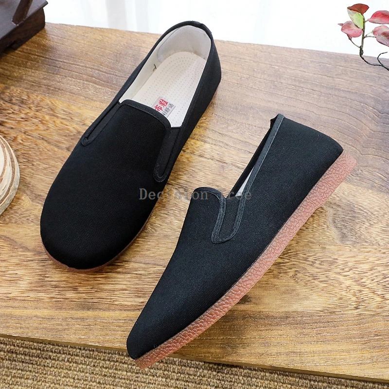 chinese retro cloth shoes beef tendon soft sole men shoes traditional elastic mouth taoist martial arts a001