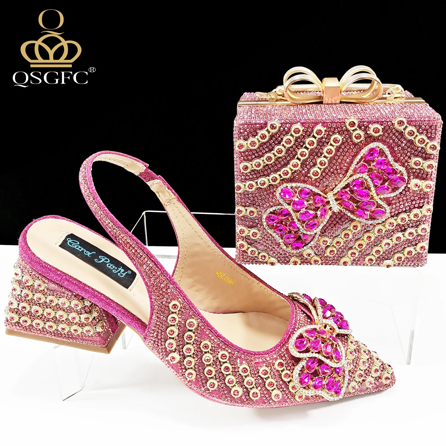 QSGFC Italienisches Design Clutch Dual Use Full Diamond High Heels Exquisite Geschenkbox und High Heels für Party-Damenschuhe – Detail 19