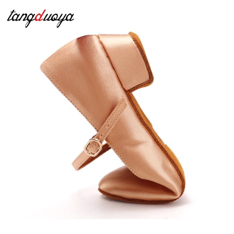 Salsa dancing shoes woman low heels 3cm Silk soft sole Girl modern dance shoes women practice closed toe children Dancing shoes 3