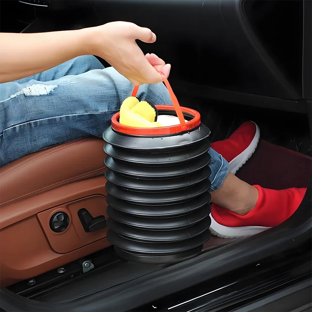 4L Car Folding Trash Can Portable Small Car Trash Bin Multifunctional Water Bucket Automotive Garbage Can Car Accessories 4