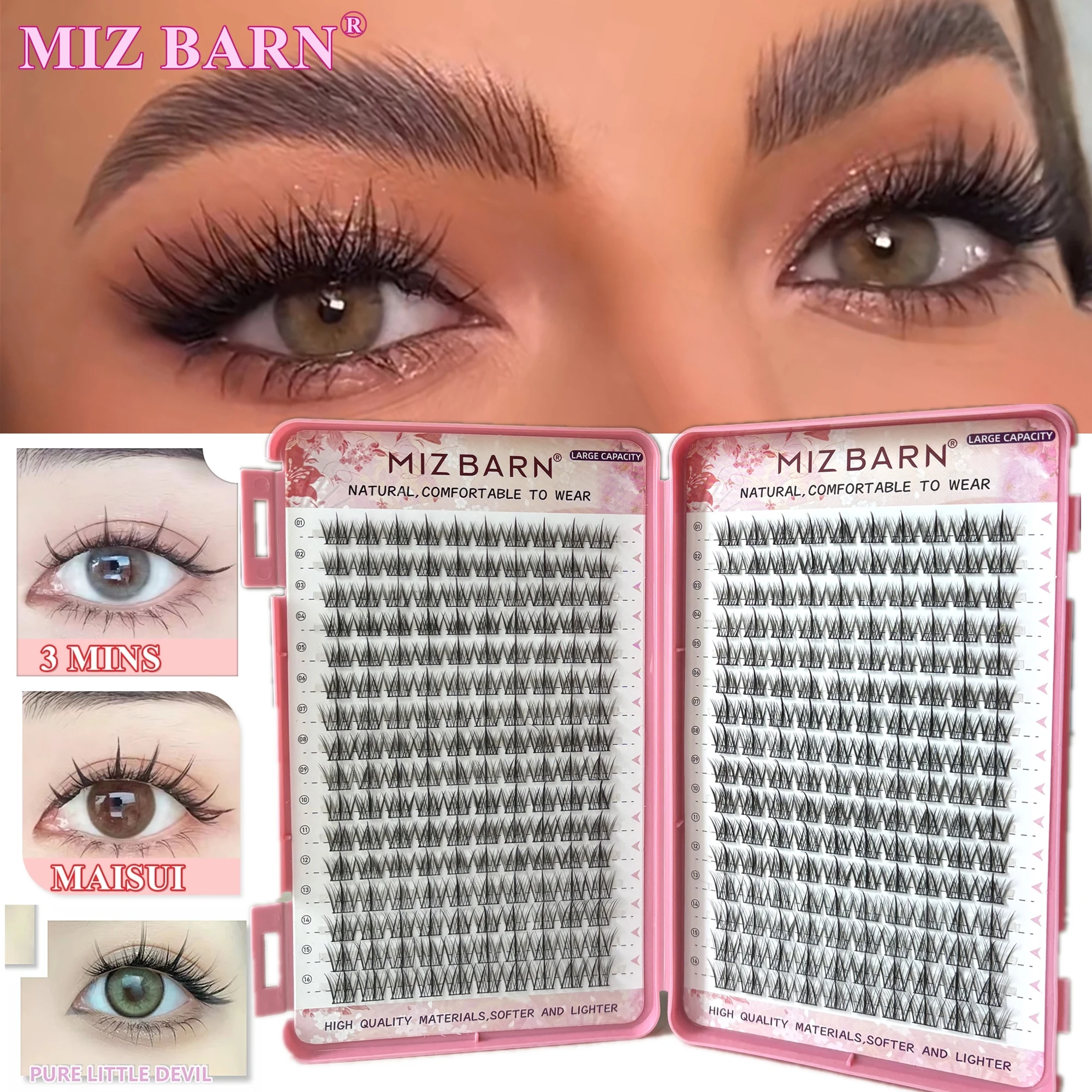 MIZ BARN 32 Rows Fake Eyelashes Extension Personal EyeLash Professional Makeup Individual Cluster Grafting