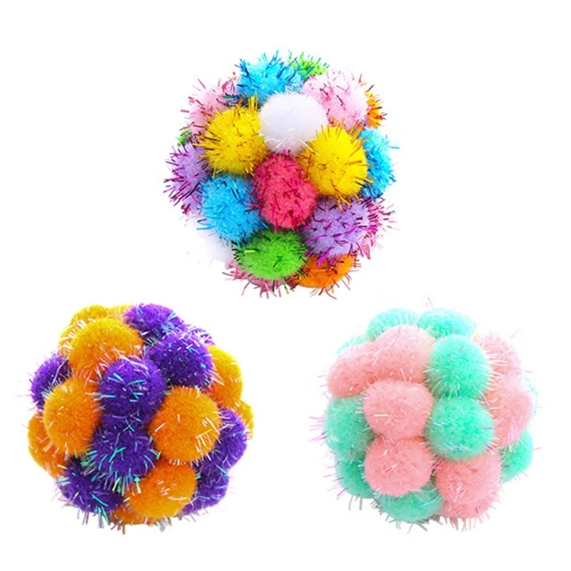 Cats Favorite Chasing Ball Toy Pom Poms Balls 5cm Cats Keep Healthy- Toy