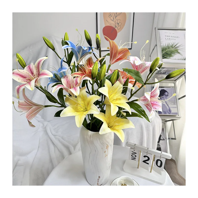 

Искусственные цветы-Лилия с 3 головками, 5 шт.