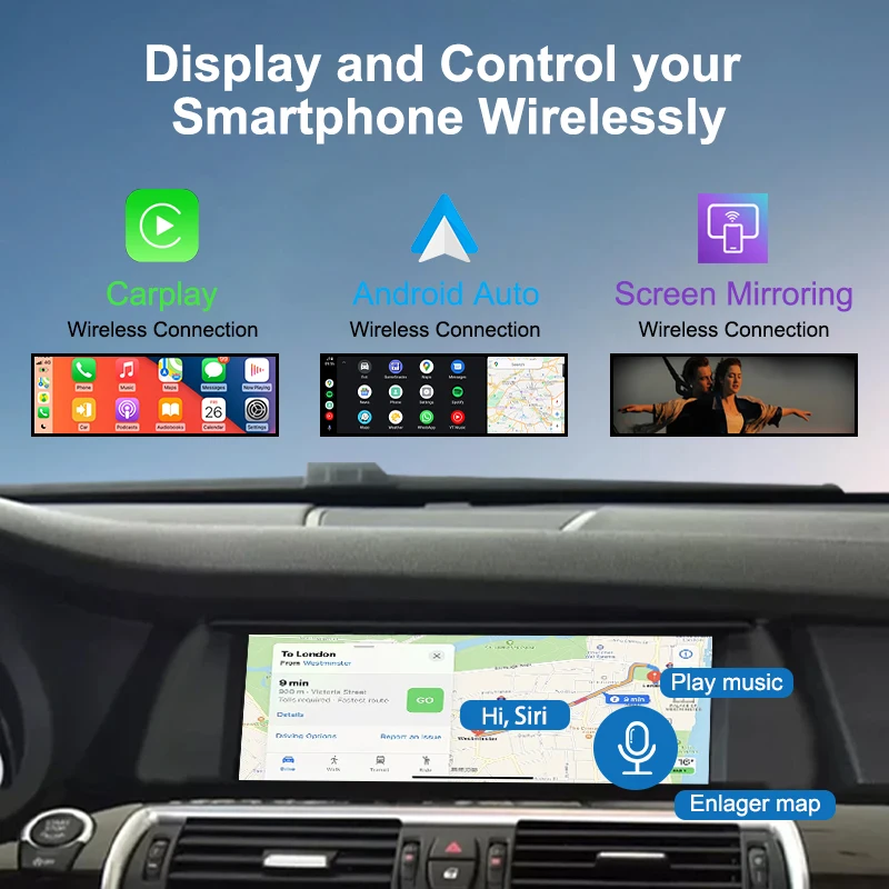 Pantalla táctil inalámbrica BONROAD de 10.25 pulgadas con Carplay Linux y Android Auto Autolink para BMW Serie 5 F07 GT 2010-2017 con sistema CIC/NBT 6