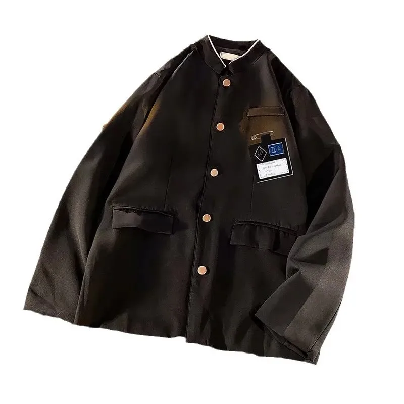 Trendy Preppy Style Suit Jacket In Western-style Round Neck For Men Casual Clothes Japanese Style Couple Uniform 5