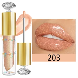 Moisturizing Diamond Shimmer Lip Gloss - Sparkling Glitter Liquid Lipstick with Pearl Finish (203)