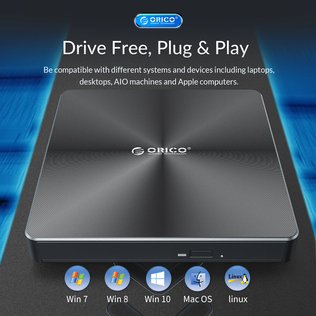 Orico Usb3.0 Magro Externo Unidade Óptica Portátil Gravador de Gravador Dvd Player para Computador Portátil Windows pc Dvd rw Rom Queimador - Imagem 6