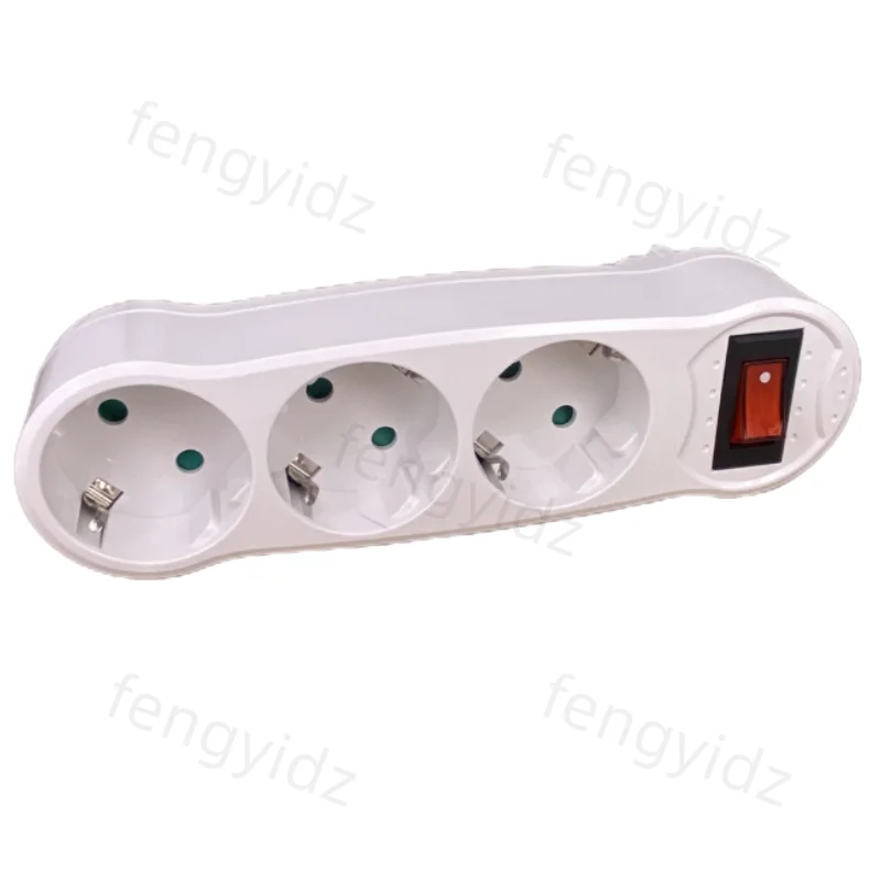 EU Extend Socket With ON/OFF Switch 16A 250V 4.8mm 2 Pin European Standard Expansion Socket Power Extension Plug Converter