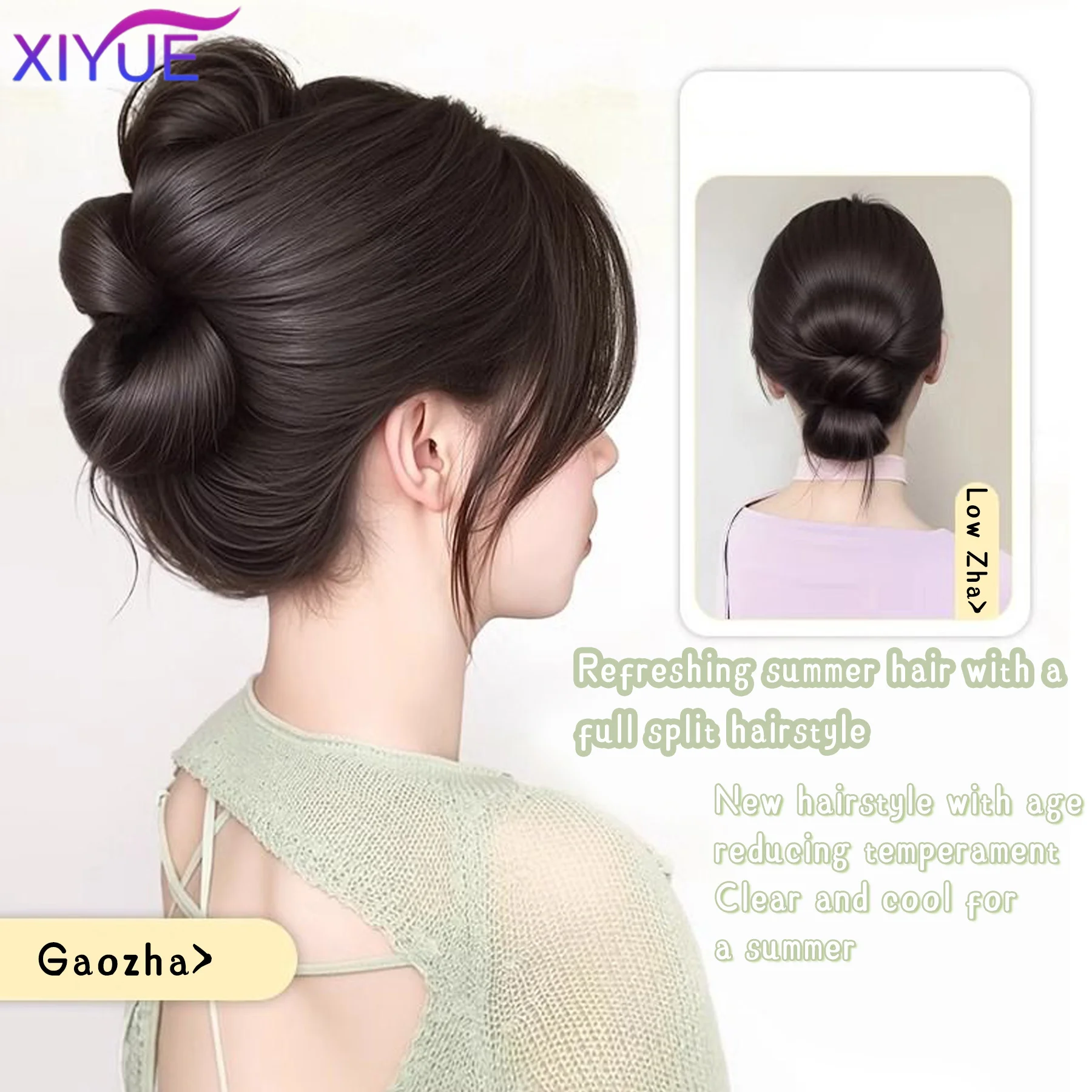 Synthetic Messy Bun Hair Piece Claw Clip Ponytail Extensions Scrunchie-style Lazy Flower Bud Bun Chignon Wavy Curly Ponytail