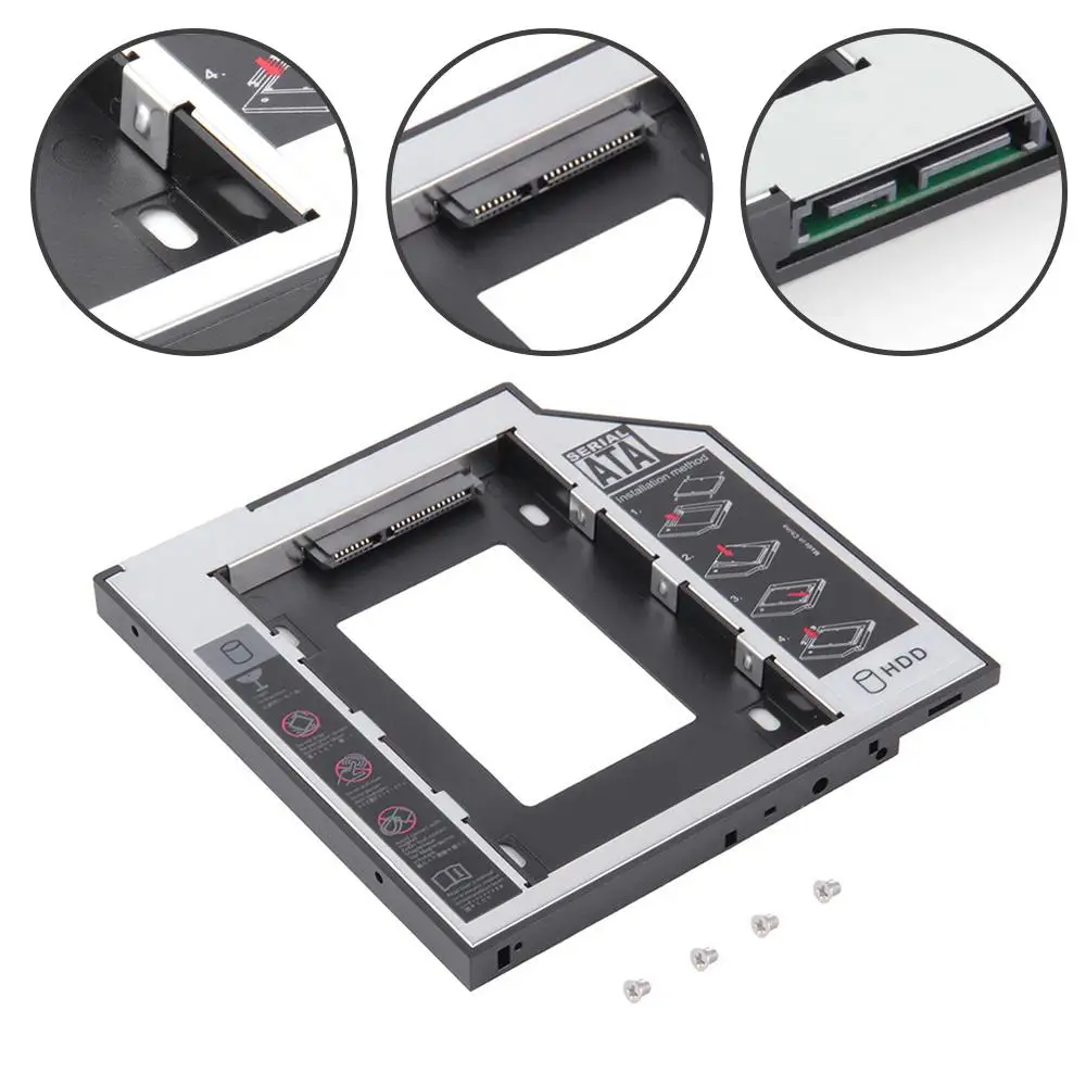 

9,5 мм 2nd HDD Caddy SATA интерфейс Алюминиевый материал 3.0 коробка для жесткого диска корпус DVD адаптер SSD для ноутбука