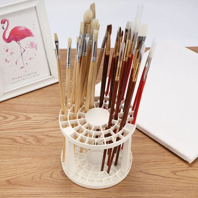 

New Portable 49 Holes Paint Brush Pen Holder Watercolor Holder Pen Rack Display Stand Support Holder For Students Desk Organizer