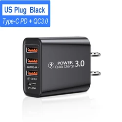 Rapid Charge Dual - Port USB Wall Charger, 20W Power Adapter - US Plug Black
