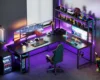 L Shaped Gaming Desk with Hutch, Computer Desk with Storage Shelves, 66" L Shaped Desk for Home Office 2