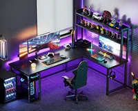 L Shaped Gaming Desk with Hutch, Computer Desk with Storage Shelves, 66" L Shaped Desk for Home Office 2