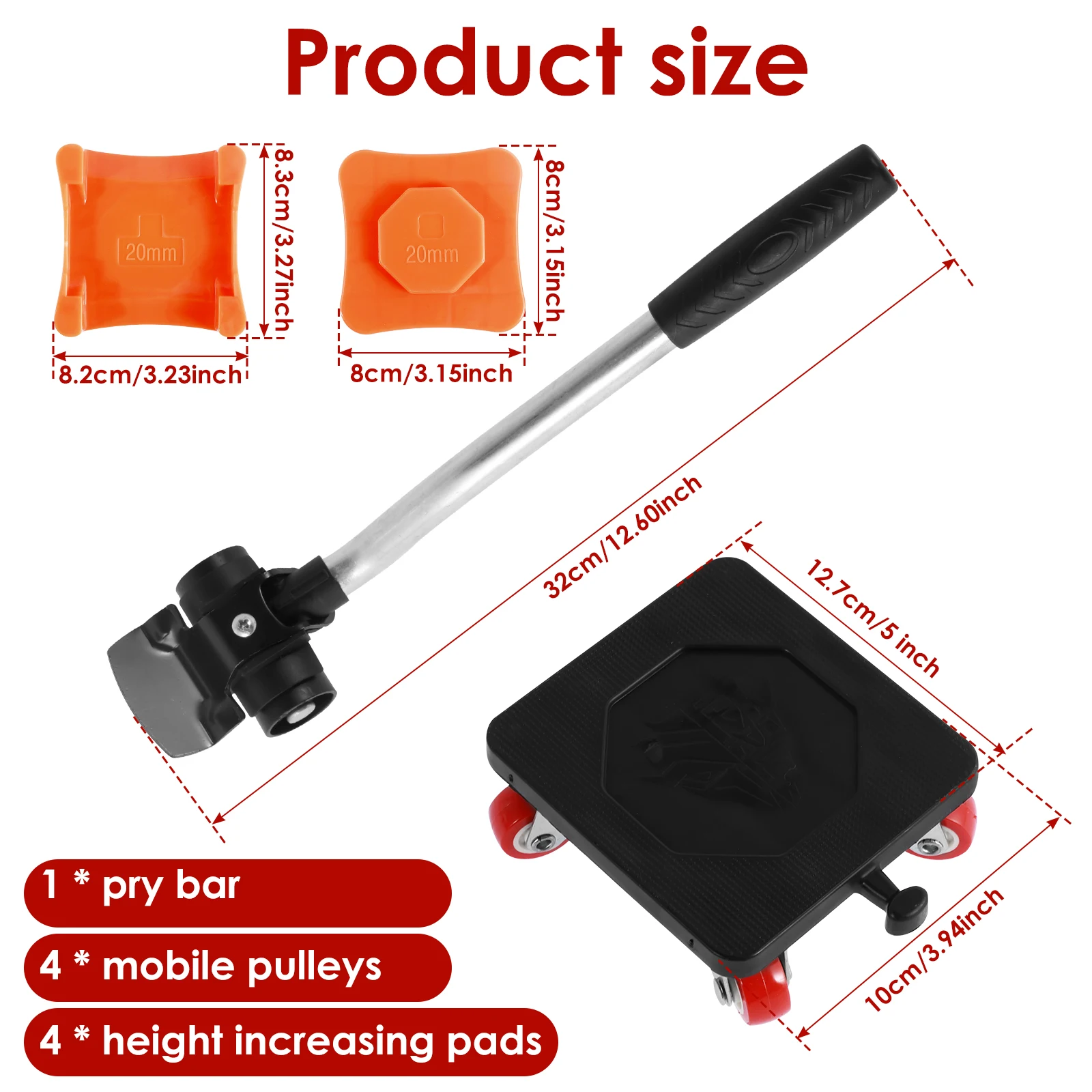 Furniture Lifter Heavy Duty Roller Handling Tool Kit 880LB Labor-Saving Appliance Lift Slider for Large Furniture Handling