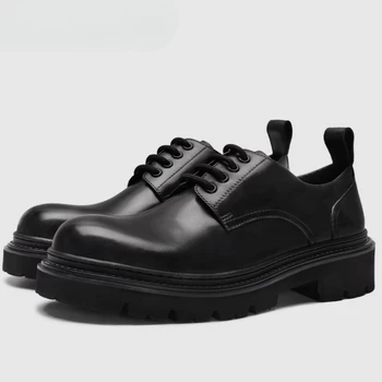 Genuine Leather Comfortable Soft Cushioning Derby Shoes for Men's wedding Height Increasing Shoes Wide Version Dress Shoes Male