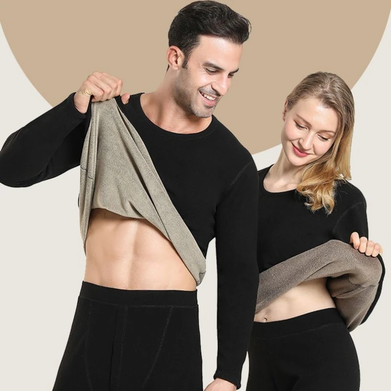 

Lamb's Wool Velvet Men Women Thermal Underwear Set Thickened Winter Middle-aged anti-freezing Inner Wear Large Size Bottom
