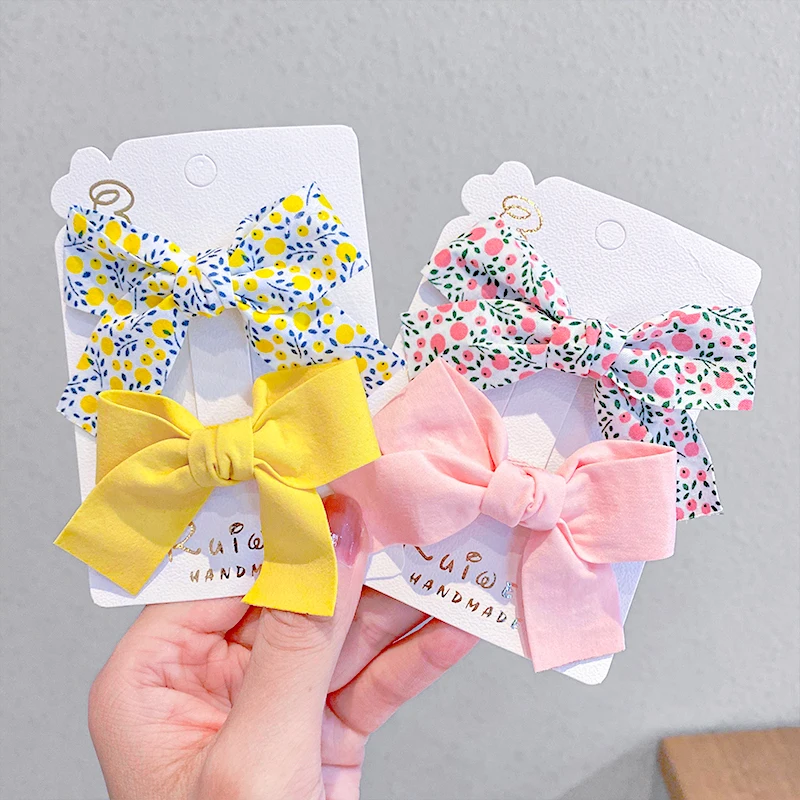 2Pcs/Set Flower Baby Hair Clips Bows For Cute Girls Hair Clip Children Handmade Hairpin Barrettes Headwear Kids Hair Accessories 2pcs set shining crystal hair clip for women elegant korean design snap barrette stick hairpin hair styling accessories