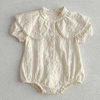New Summer Baby Girls Rompers Embroidery Cotton Infant Romper Ruffles Slip Strap Flower Playsuit Jumpsuits Onepiece Baby Clothes 1