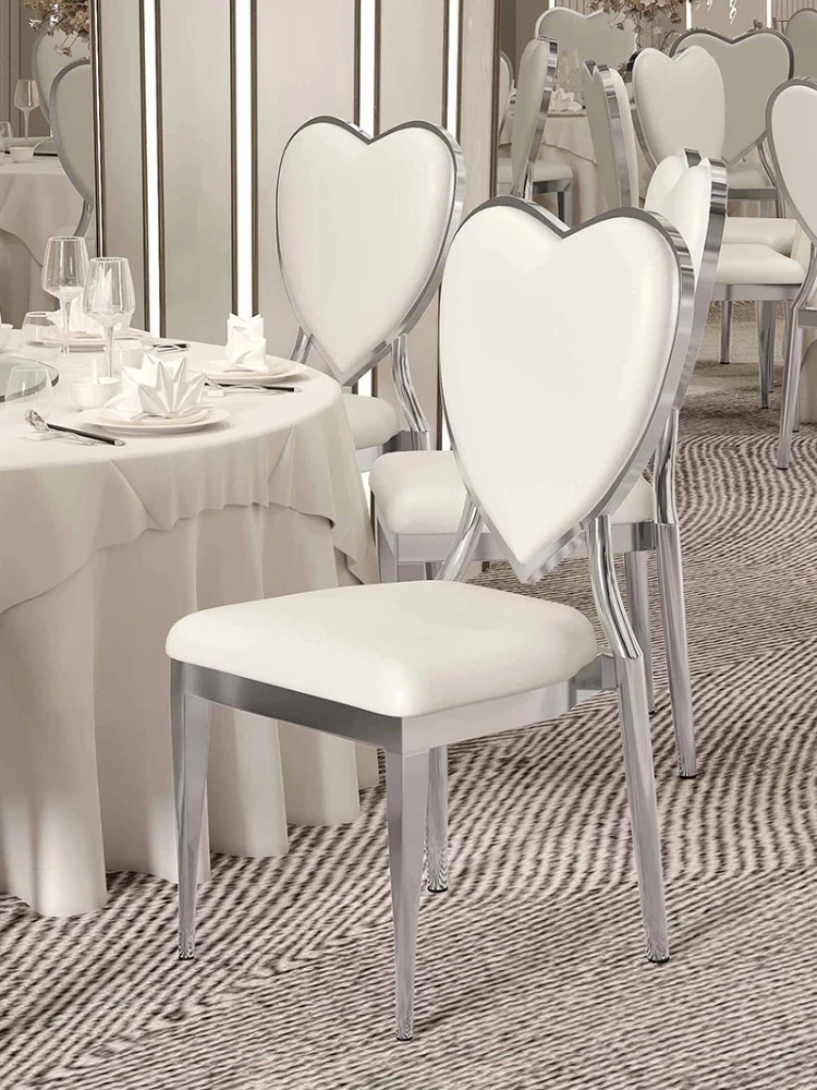 Romantic Wedding chair elegant silver dining chair Light Luxury party hotel chair love Dressing soft stool hall ceremony stool