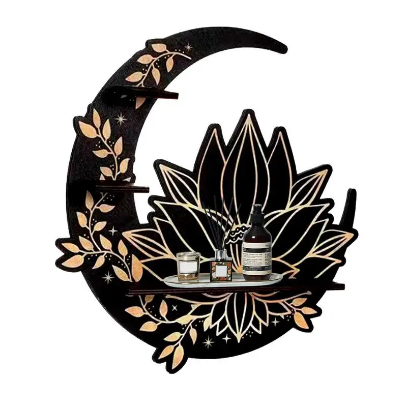

Wall Crystal Shelf Wooden Display Shelves For Crystal Handmade Lotus Flower Shape Crystal Display Shelves Wall Decor For Living
