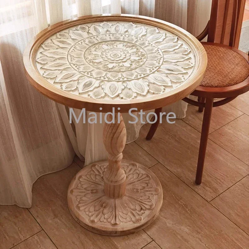 Wood Round Coffee Table Living Room Dining Easthetic Circle Coffee Tables Centre Designer Tea Muebles Garden Modern Furniture simple mini wrought iron new net red round table coffee table tea home living room muebles طاولة قهوة escritorio furniture