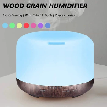 Wood Grain Aroma Diffuser Air Humidifier Essential Oil Machine With Colorful Night Lights USB Humidifier Mini Size Humidifier 1