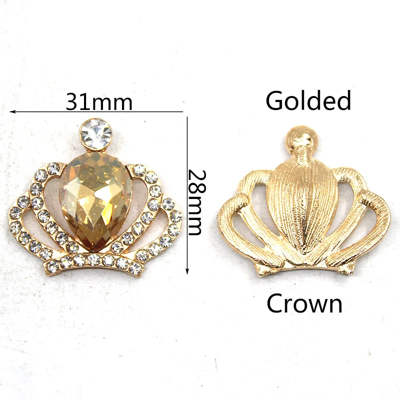 New 5pc Alloy Flatback Gold Princess Crown AB Color Crystal Rhinestone Decor Wedding Birthday Party DIY Diamante Scrapbooking