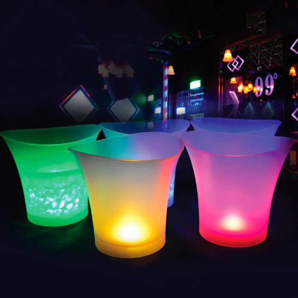 5L Plastic Ice Bucket Waterproof with led lights Colorful Light KTV Nightclub Party Ice Bucket Barware for Party Gathering
