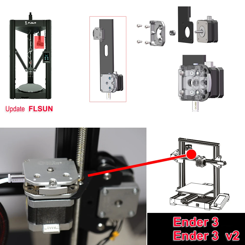 All-metal Extrusora Upgrade Ender v2 Flsun Tratado Termicamente Metal Gear Hrc60 Omgv2s f1 Grupo Peça Impressora 3d Omg V2s - Imagem 5